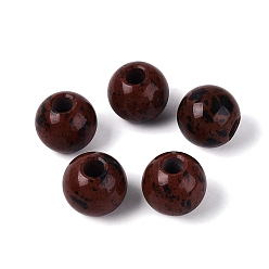 Mahogany Obsidian Natural Mahogany Obsidian European Beads, Smooth Round, Large Hole Beads, 16x14~15mm, Hole: 5~5.5mm