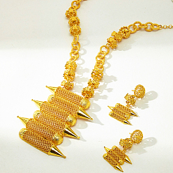 Золотой Комплекты серег и ожерелий из геометрического сплава в ближневосточном стиле для женщин, золотые, ожерелья: 24.41 дюйм (62 см)