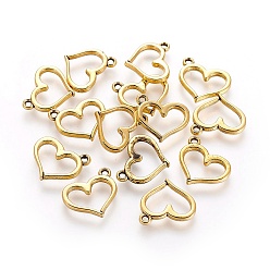 Античное Золото Подвески в античном стиле , без кадмия, без никеля и без свинца, Тибетский сплав стиль, сердце, античное золото , 13x16x2 мм, отверстие : 2 мм
