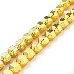 Golden Plated Electroplated Non-magnetic Synthetic Hematite Beads Strands, Bicone, Golden Plated, 9x10x8.5mm, Hole: 1.4mm, about 42pcs/strand, 16.30 inch(41.4cm)