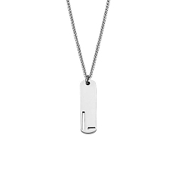 Letter L 304 Прямоугольные ожерелья из нержавеющей стали с вырезанными лазером инициалами, цвет нержавеющей стали, не тускнеет, Письмо L, 21.65 дюйм (55 см)