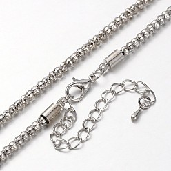 Platinum Iron Popcorn Chain Necklace Making, with Alloy Lobster Claw Clasps and Iron End Chains, Platinum, 29.9 inch
