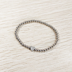 Letter R 304 эластичные браслеты из нержавеющей стали для женщин, сердце с письмом, цвет нержавеющей стали, Буква R, внутренний диаметр: 2.24 дюйм (5.7 см)