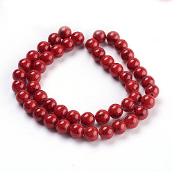 Red Synthetic Turquoise Beads Strands, Dyed, Round, Red, 8mm, Hole: 1mm, about 50pcs/strand, 15.7 inch