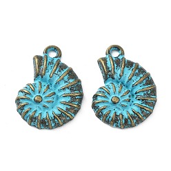 Shell Shape Подвески из сплава, античная бронза и синяя патина, формы раковины, 20.5x14.5x3.5 мм, отверстие : 1.8 мм