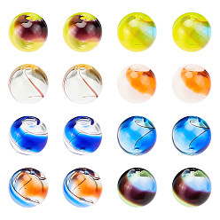 Mixed Color 16Pcs 8 Styles Transparent Handmade Blown Glass Globe Beads, Two Tone, Round, Mixed Color, 12.5~15.5mm, hole: 1~2.2mm, 16pcs
, 2pcs/style