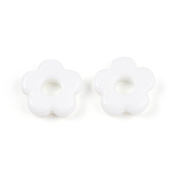 Белый Бусины лэмпворк , цветок, белые, 15~16x16x3.5~4.5 мм, отверстие : 4.5~5 мм