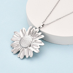 Нержавеющая Сталь Цвет 304 подвесные из нержавеющей стали ожерелья, подсолнечника, не тускнеет, цвет нержавеющей стали, 17.72~18.11 дюйм (45~46 см)