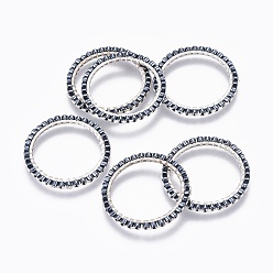 Dark Gray MIYUKI & TOHO Handmade Japanese Seed Beads, with 304 Stainless Steel Link Rings, Loom Pattern, Ring, Silver, Dark Gray, 22~23x1.7mm