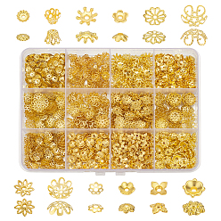 Золотой 1350 шт. 12 стили колпачков из сплава и железа, золотые, 5~10x1~4.5 мм, отверстие : 1~2 мм