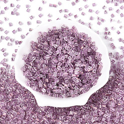 Серо-розавый Прозрачные внутри цветные стеклянные бусины, треугольные, увядшая роза, 3.4x3.4~3.8x3.4~3.8 мм, отверстие : 1 мм, Около 7500 шт / фунт