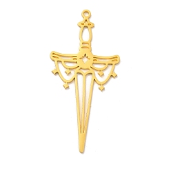 Золотой 201 из нержавеющей стали большие кулоны, меч прелести, золотые, 50x23x1 мм, отверстие : 1.6~1.8 мм