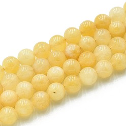 Светло-хаки Природного кварца нитей бисера, окрашенные, круглые, имитация цитрин, светлый хаки, 8~8.5 мм, отверстие : 0.9~1 мм, около 45~47 шт / нитка, 14.96~15.35 дюйм (38~39 см)