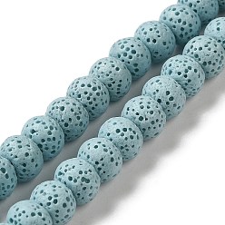 Бледно-бирюзовый Нити бусин из натурального камня, окрашенные в лавовый камень, рондель, бледные бирюзовая, 8x5~6 мм, отверстие : 1.6 мм, около 65~66 шт / нитка, 15.75'' (40~40.5 см)