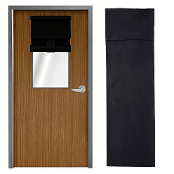 Black Polyester Door Curtain with Hook and Loop Fastener, Black, 1320x325x1mm