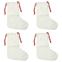 Белый Дым Подвески-чулки для рождественских носков, выполненные методом термотрансферной печати на льне., для украшения рождественской вечеринки, серый, 380~390x275 мм