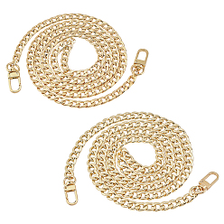 Golden Bag Strap Chains, Iron Curb Link Chains, with Swivel Lobster Claw Clasps, Golden, 2strands/set