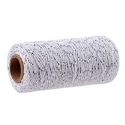 Weiß Zweifarbige Baumwollfäden, Makramee-Schnur, dekorative Schnurfäden, für DIY, Geschenkverpackung und Schmuckherstellung, weiß, 2 mm, ca. 109.36 Yards (100 m)/Rolle