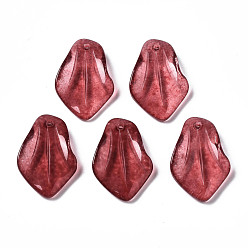 Indian red Spray gemalt Glas-Anhänger, Blütenblatt, indian red, 24.5x16.5x5 mm, Bohrung: 1.2 mm