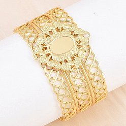 Золотой 304 изготовление манжеты из нержавеющей стали, овальные, золотые, лоток : 15.5x10.5 мм, внутренний диаметр: 2-5/8 дюйм (6.55 см)