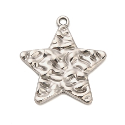 Нержавеющая Сталь Цвет 304 подвески из нержавеющей стали, звезда, без кадмия, без никеля и без свинца, цвет нержавеющей стали, 37x34.5x3 мм, отверстие : 3 мм