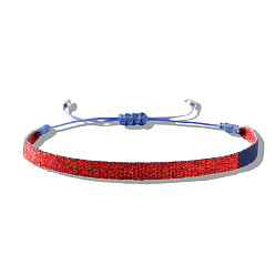 Red Vintage Bohemian Cotton Cord Braided Bracelets, Adjustable Handmade Ethnic Style Wristbands, Red
