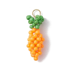 Carrot Подвески из бисера, с искусственными жемчужными акриловыми бусинами и настоящими 18позолоченными 304 кольцами из нержавеющей стали, морковь, 21x8x7 мм, отверстие : 2.5 мм