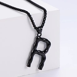 Letter R Стильные ожерелья с подвесками из нержавеющей стали, чёрные, Буква R