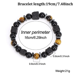 Смешанные камни Регулируемые плетеные браслеты из натуральных смешанных драгоценных камней, сплав эластичные браслеты для женщин и мужчин, 6-1/4 дюйм (16 см)