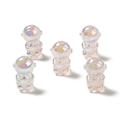 Белый Дым УФ-покрытие радужными переливающимися акриловыми бусинами, космонавт, серый, 20x14x13.5 мм, отверстие : 3.5 мм