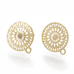 Настоящее золото 18K Изделия из латуни, с петлей, плоско-круглые, без никеля , реальный 18 k позолоченный, 14x12 мм, отверстия: 1.4 мм, штифты: 0.6 мм
