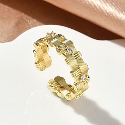 Золотой Открытые кольца манжеты из латуни с микропаве и кубическим цирконием, без кадмия и без свинца, стойки покрытие, долговечный, золотые, 6 мм, внутренний диаметр: 18 мм