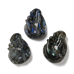 Palm Природные кабошон лабрадора, ладонь, 42~45x30.5~31x9.5~13 мм