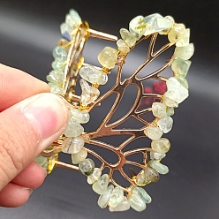 Бледно-Зеленый Сплав клипы коготь волос, с натуральным пренита, бабочка, аксессуары для волос для женщин и девочек, бледно-зеленый, 80x50x20 мм