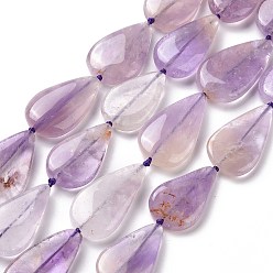 Amethyst Natürliche amethystperlenstränge, Träne, 20~26x11~14x4~6 mm, Bohrung: 1 mm, ca. 17 Stk. / Strang, 15.55'' (39.5 cm)