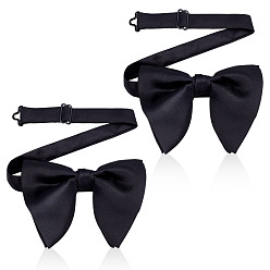 Черный Регулируемые полиэстеровые галстуки-бабочки для жениха, бантом, чёрные, 475x18 мм