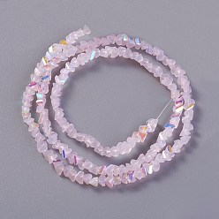 Pearl Pink Electroplate Glass Beads Strands, AB Color Plated, Triangle, Pearl Pink, 2.2~3x3~4.7x2~3mm, Hole: 0.7mm, about 171~181pcs/strand, 12.4 inch~14.84 inch(31.5~37.7cm)