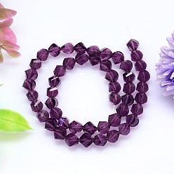 Purple Faceted Polyhedron Imitation Austrian Crystal Bead Strands, Grade AAA, Purple, 8mm, Hole: 0.9~1mm, about 50pcs/strand, 15.7 inch