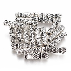 Antik Silber Farbe Tibetischer stil legierung perlen, Cadmiumfrei und Nickel frei und Bleifrei, Kolumne, Antik Silber Farbe, 22x6.5x6.5 mm, Bohrung: 2.5 mm