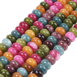 (52) Непрозрачная лаванда 2 нити окрашенных натуральных белых нефритовых бусин, рондель, разноцветные, 10x6 мм, отверстие : 1.2 мм, около 63 шт / нитка, 14.88'' (37.8 см)