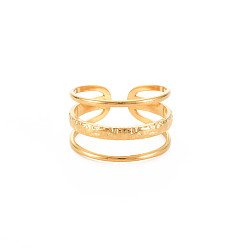 Настоящее золото 18K Ионное покрытие (ip) 304 тройное открытое манжетное кольцо из нержавеющей стали для женщин, без никеля , реальный 18 k позолоченный, размер США 6 3/4 (17.1 мм)