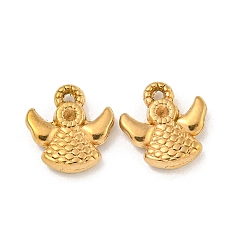 Настоящее золото 18K Ионное покрытие (ip) 304 брелоки из нержавеющей стали, ангельские прелести, реальный 18 k позолоченный, 10x9.5x2.5 мм, отверстие : 0.7 мм