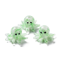 Светло-зеленый Бусины лэмпворк , с эмалью, осьминог, светло-зеленый, 13.5~15x20.5~24.5x21.5~24.5 мм, отверстие : 1.6~2 мм