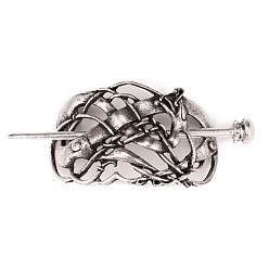 Античное Серебро Палочки для волос из сплава в стиле ретро викингов, держатель для хвоста с полыми волосами, аксессуары для волос своими руками, античное серебро, 40x67 мм