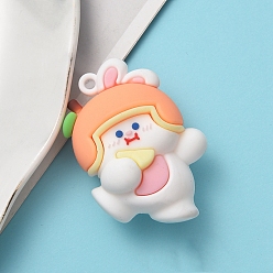 Оранжевый Пластиковые подвески из пвх, кролик, оранжевые, 46x37 мм