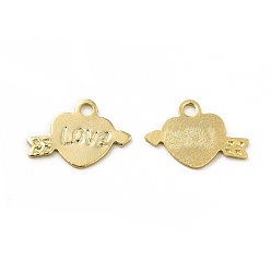 Echt 24 k vergoldet Messing Anhänger & Charms, langlebig überzogen, cadmiumfrei und bleifrei, Herz, echt 24 k vergoldet, 7x10x0.5 mm, Bohrung: 1.2 mm