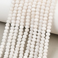 White Dyed Natural Whie Jade Beads Strands, Rondelle, Faceted, White, 4x3~3.5mm, Hole: 0.8mm, about 105~106pcs/strand, 14.57''~14.76''(37~37.5cm)