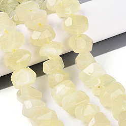 Лимонный Кварц Нити из натуральных бусин лимонного кварца (обработанных нагреванием), граненый самородки, 11~23x11~23x11~19 мм, отверстие : 0.8~1.2 мм, около 26~28 шт / нитка, 14.96~15.55 дюйм (38~39.5 см)