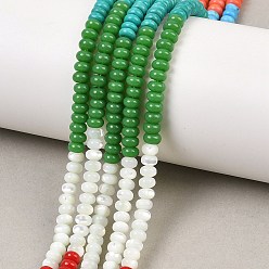 Смешанные камни Нити из стеклянных бусин, натуральных белых ракушек и окрашенного говлита, рондель, разноцветные, 3.7~4.5x2~2.6 мм, отверстие : 0.8~0.9 мм, около 166 шт / нитка, 15.24'' (38.7 см)