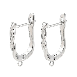 Platinum SHEGRACE Brass Hoop Earring Findings, with Loop, Cadmium Free & Lead Free & Nickel Free, Platinum, 19x12x3mm, Hole: 1mm, Pin: 1mm